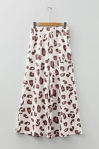 Pink Drawstring Leopard Print Patch Pocket Loose Pants