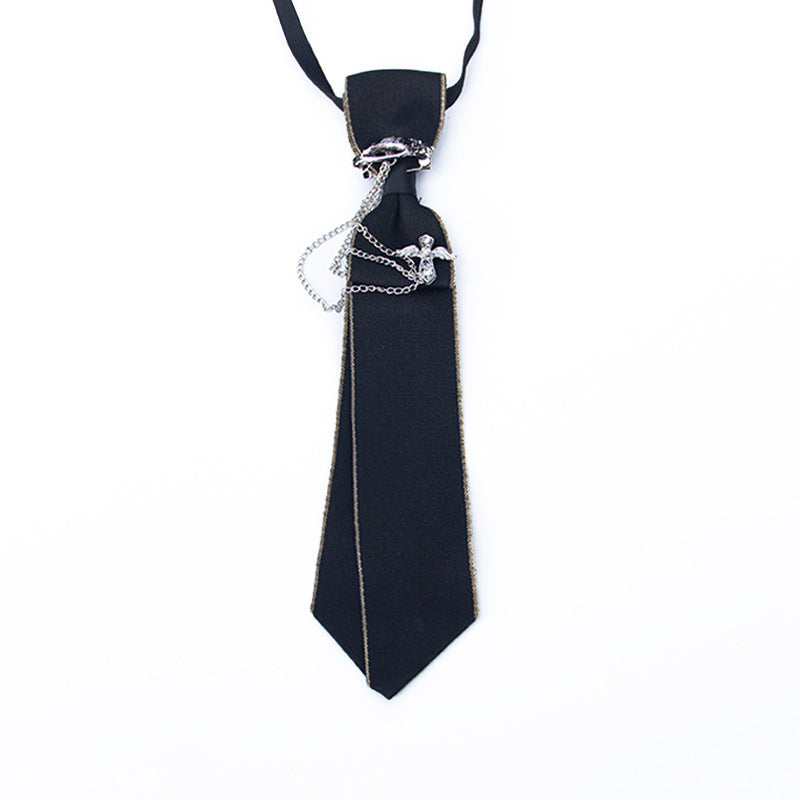 Sweet College Style Metal Chain Bow Tie Girls Shirt Accessory