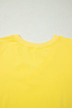 Bonbon Solid Color V Neck Short Puff Sleeve Blouse