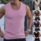Men’s Summer Knitted Vertical Stripe Sleeveless Fitness Tank Top