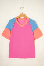 Aruba Blue Color Block Twisted Ribbed Tee