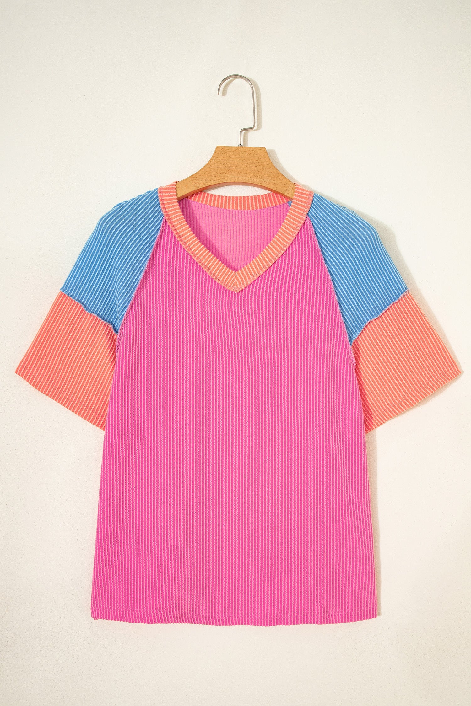 Aruba Blue Color Block Twisted Ribbed Tee