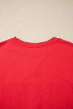 Fiery Red GAMEDAY Embroidered Patch Pattern Casual Shift Sweatshirt