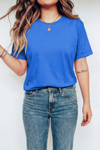 Orange Casual Plain Crew Neck Tee