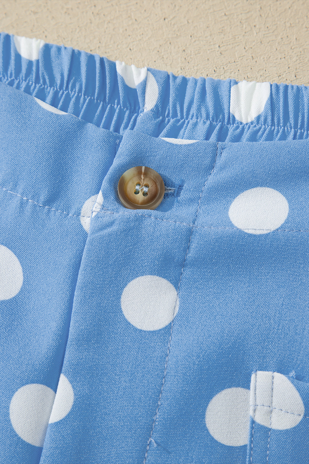 White Polka Dot Print Patched Pocket Mid-rise Straight Leg Pants