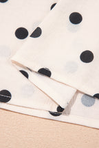 White Polka Dot Ruffled Slit Maxi Skirt