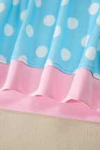 Sky Blue Polka Dot Short Sleeve Top and Pants Set