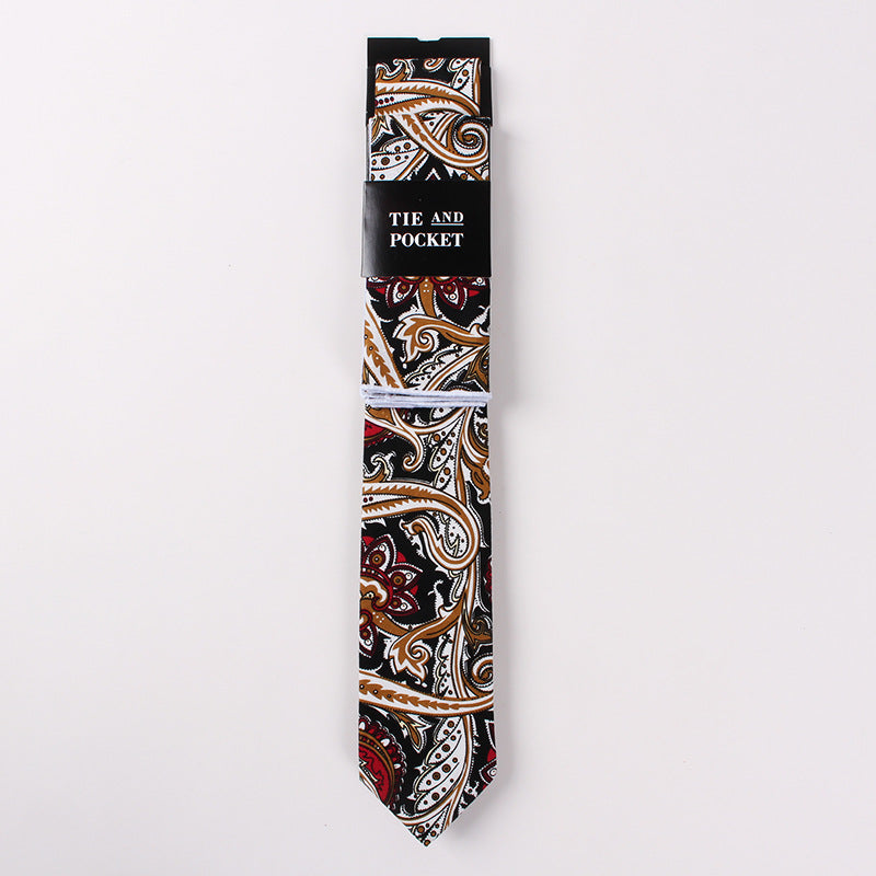 Necktie Suit Printed Cotton Necktie Pocket Towel Trendy Two Piece Set