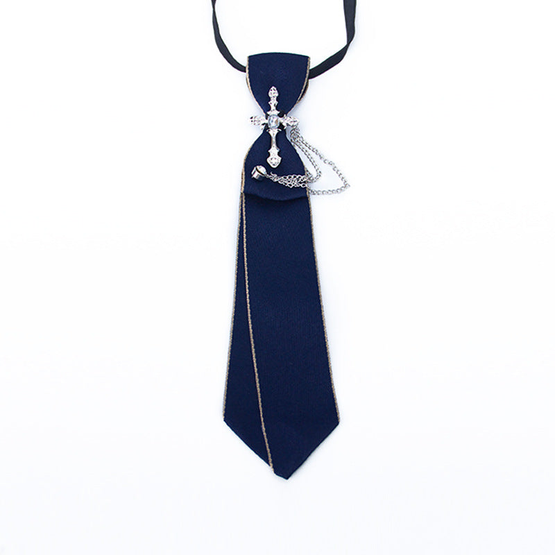 Sweet College Style Metal Chain Bow Tie Girls Shirt Accessory