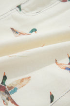 Beige Wild Duck Mallard High Waist Frayed Denim Shorts