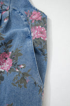 Myosotis Floral Print Denim Shortalls
