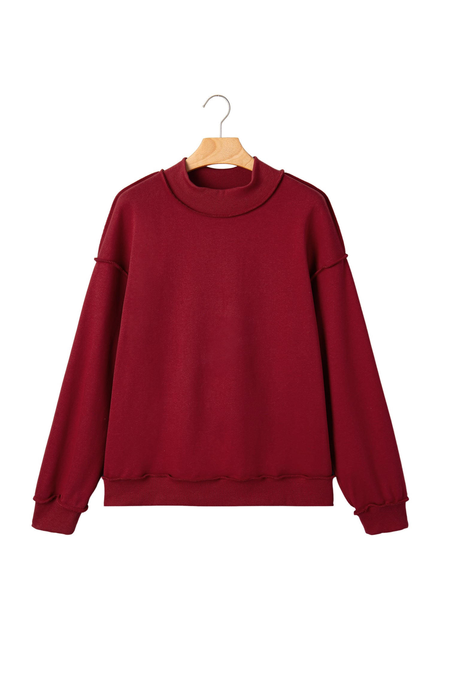 Dark Blue Oversize Drop Shoulder Reversible Mock Neck Sweatshirt