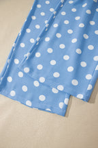 White Polka Dot Print Patched Pocket Mid-rise Straight Leg Pants
