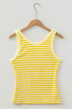 Sky Blue Stripe Ribbed Knit Slim Tank Top