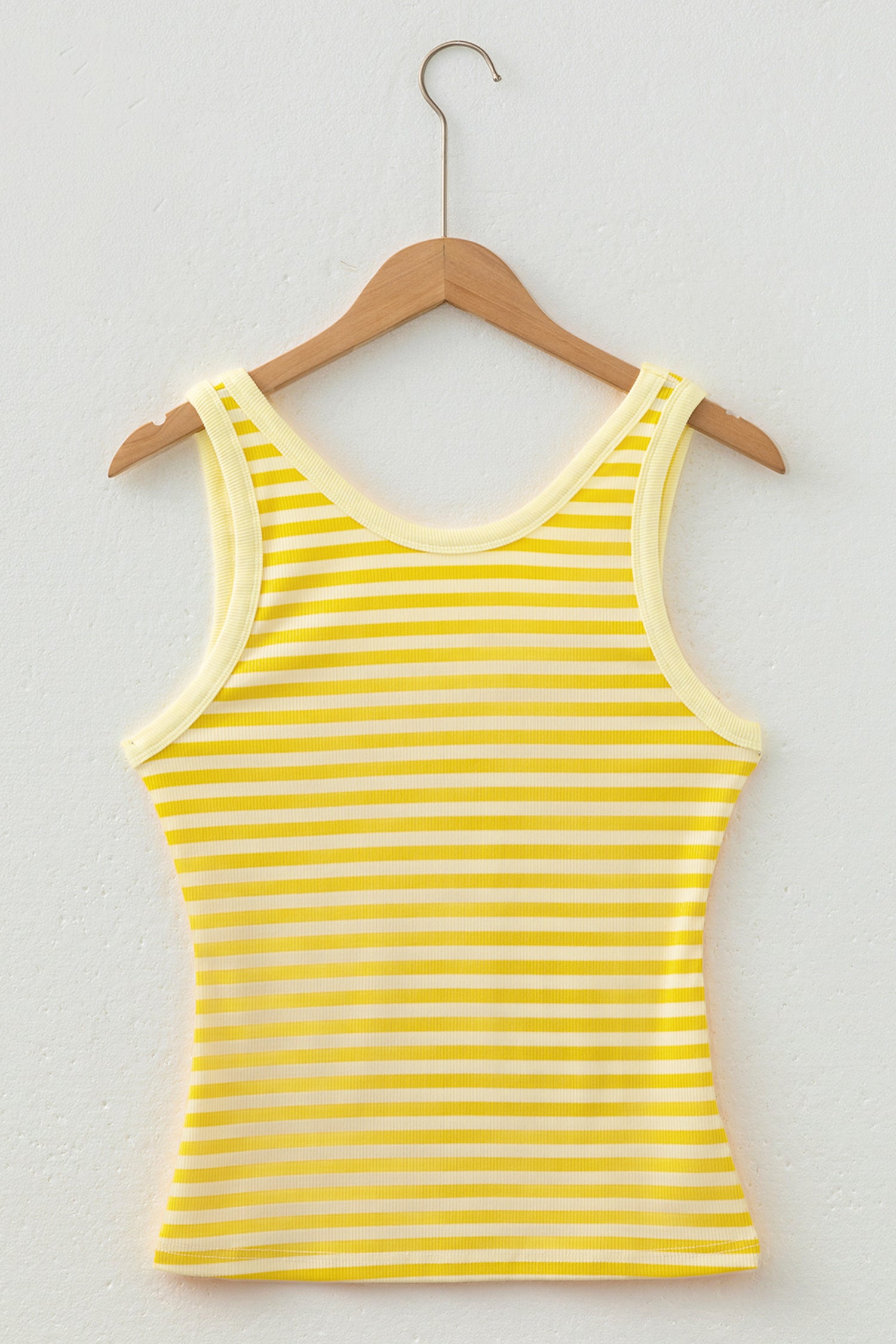 Sky Blue Stripe Ribbed Knit Slim Tank Top