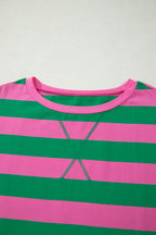 Yellow Stripe Dolman Tee Drawstring Skort Athletic 2pcs Set