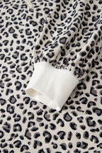 Brown Leopard Print Quarter Zip Corduroy Sweatshirt