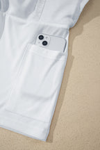 Light Grey Solid Color Sleeveless Zipper Tank and Skort Set