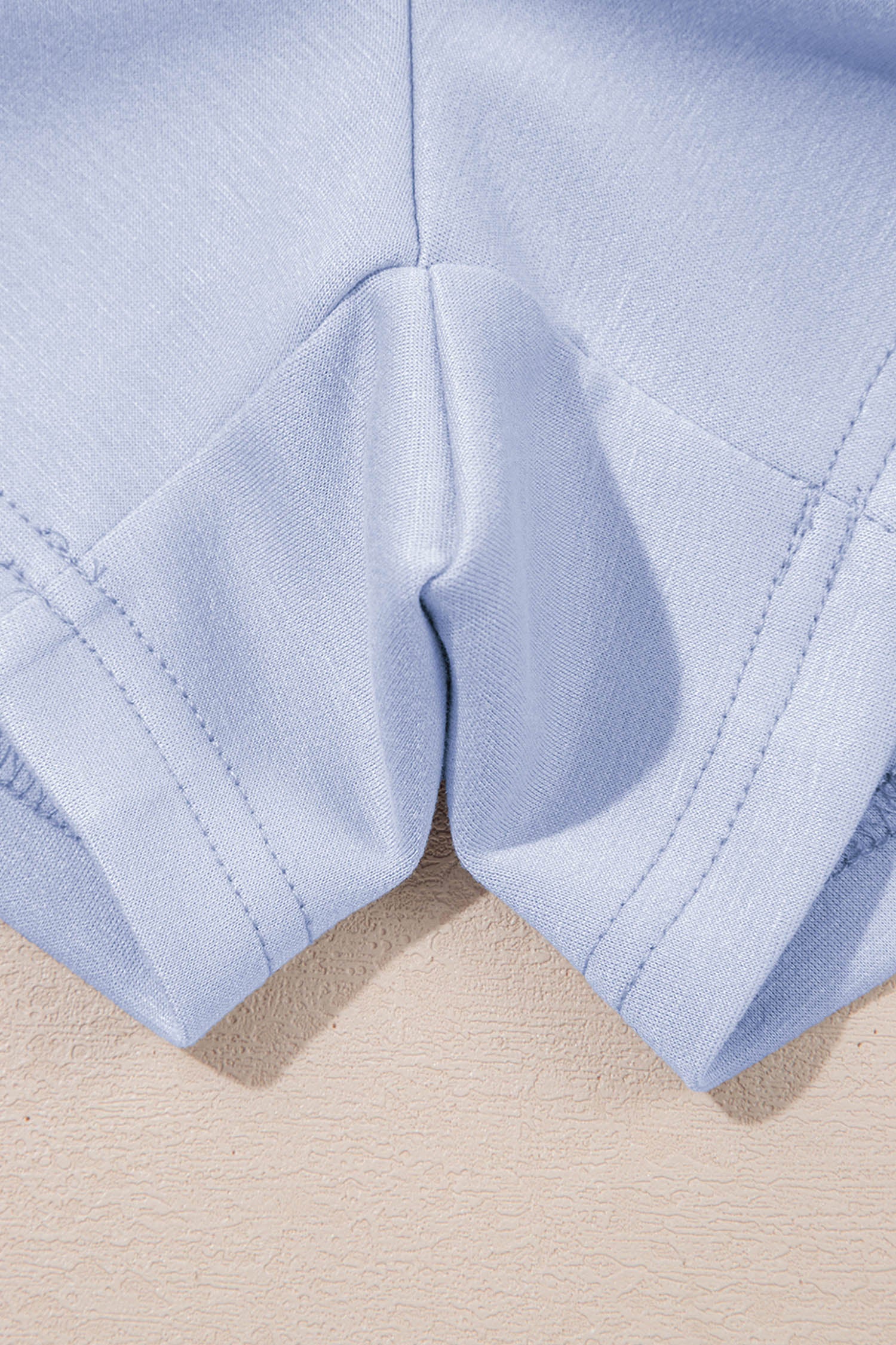 Beau Blue Puff Sleeve Pearl Embellished Scallop Trim Top 2 Piece Skort Set