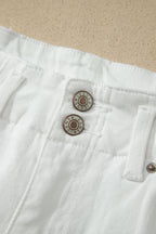 White 2-Button High Waist Wide Leg Jeans