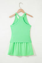 Sky Blue Slim Tank Top Elastic Waist Mini Skort 2pcs Outfit