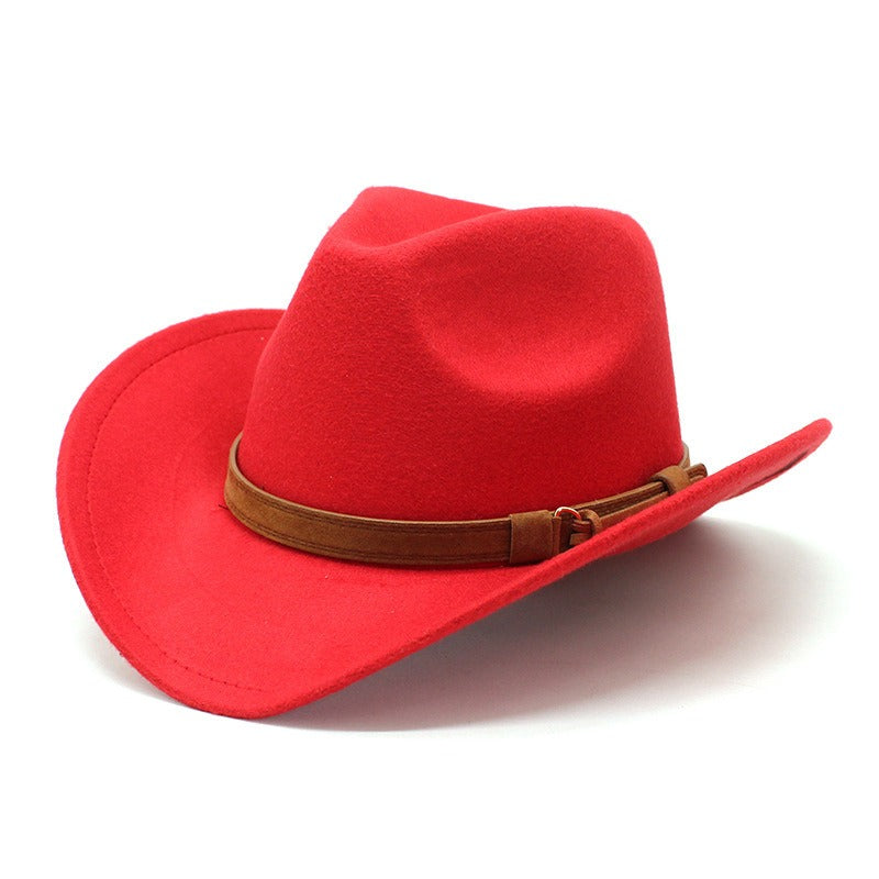 Retro Camel Wide Brim Wool Denim Top Hat