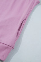 Pink Solid Color High Neck Cap Sleeve Loose Top