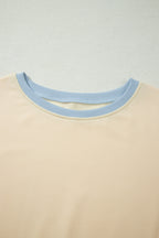 Turquoise Colorblock Edge Drop Shoulder T Shirt and Skort 2Pcs Set