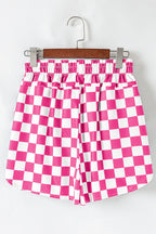 Black Checkered Print High Waist Casual Shorts
