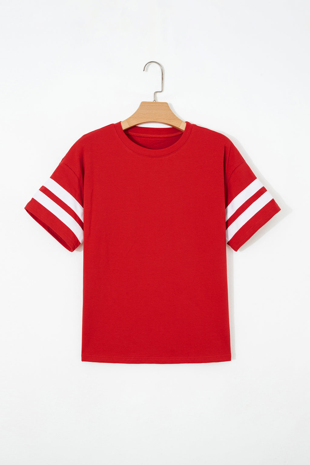 Dark Blue Varsity Striped Short Sleeve Crew Neck T Shirt