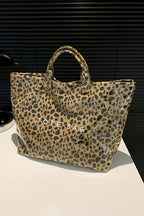 Rose Red Leopard PU Leather Water Proof Tote Bag