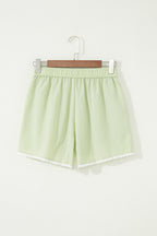 Green Gingham Plaid Button Detail Lace Trim Boxer Shorts