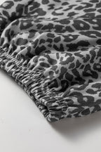 Khaki Leopard Print Star Patched Drawstring Elastic Waist Jogger Pants