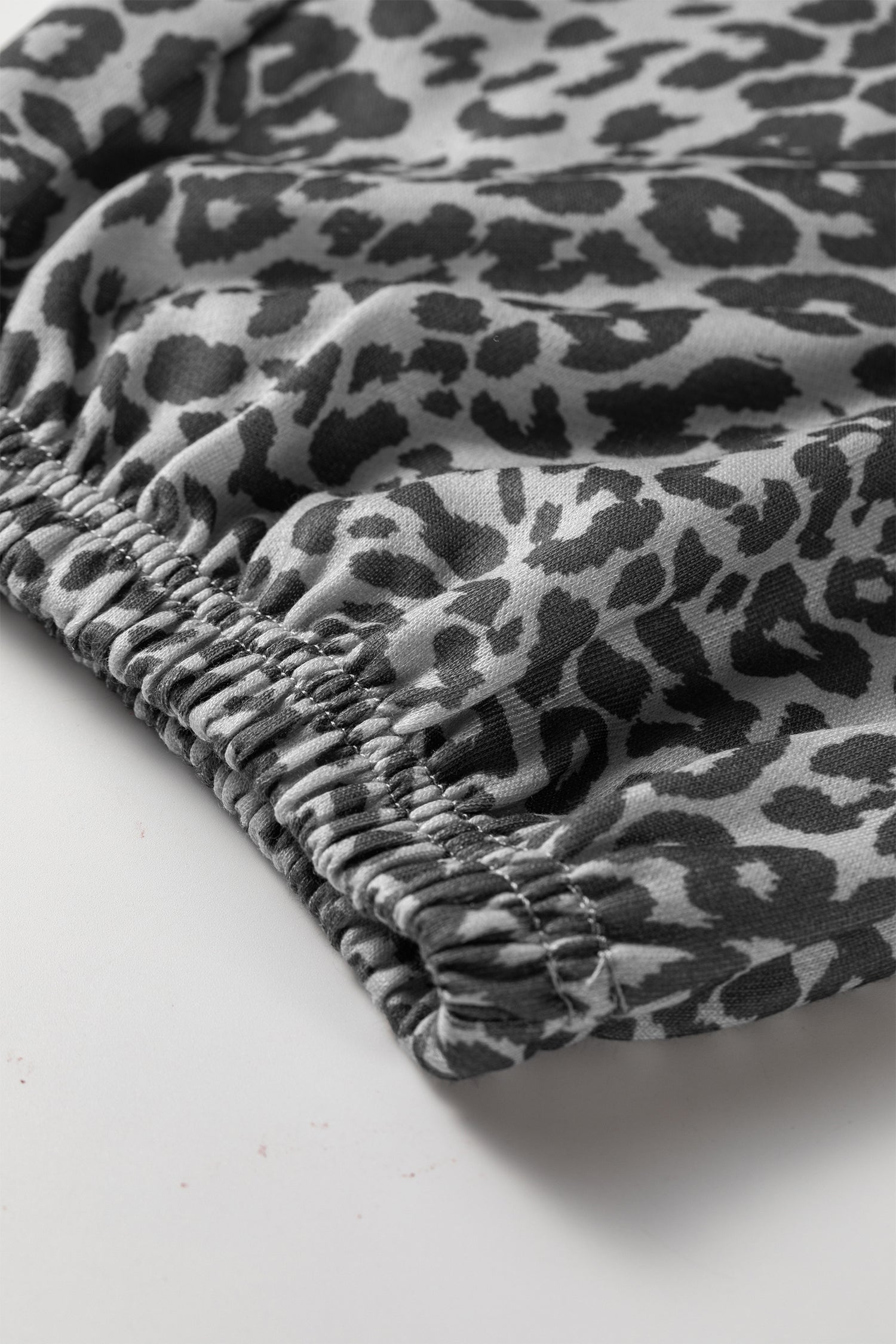 Khaki Leopard Print Star Patched Drawstring Elastic Waist Jogger Pants