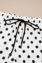 White Polka Dot Contrast Ruffle Trim Shorts