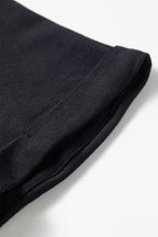 Black Game Day Camo Letter Print Round Neck Casual T Shirt