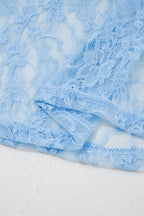 Beau Blue Sheer Floral Lace Boxy Tee