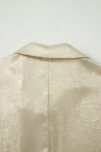 Myosotis Collared V Neck Half Sleeve Metallic Top