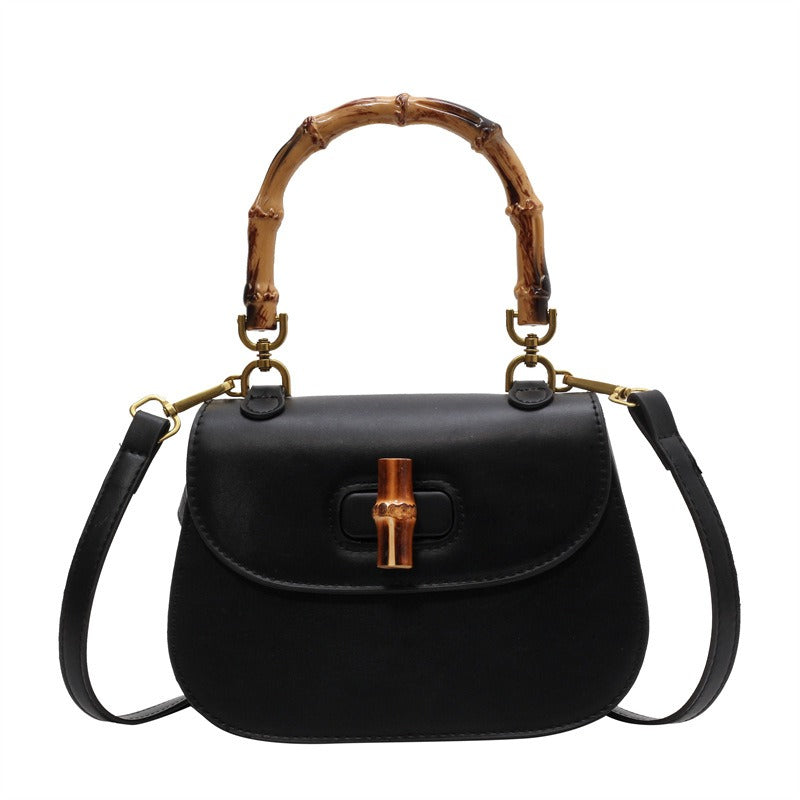 Retro Handheld Bamboo Shoulder Saddle Bag