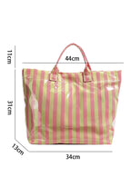 Blackish Green Glossy Striped Vinyl Large Tote Bag