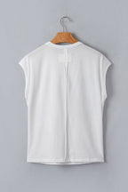 White USA Color Block Letter Printed Dolman Tee