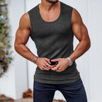 Men’s Summer Knitted Vertical Stripe Sleeveless Fitness Tank Top