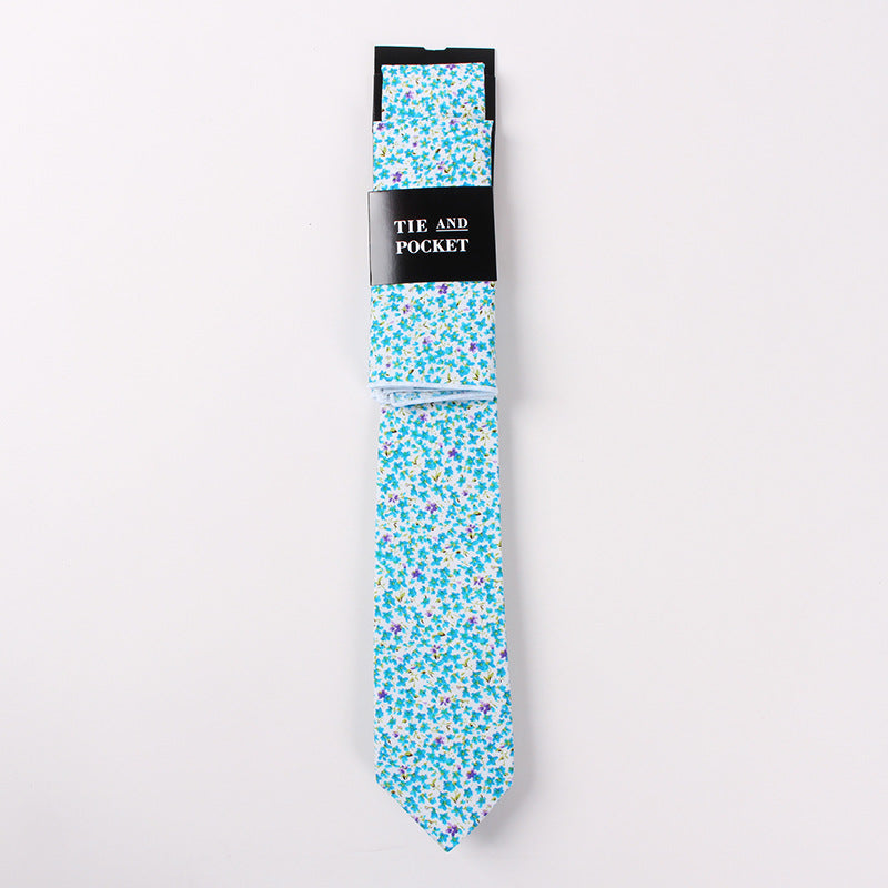 Necktie Suit Printed Cotton Necktie Pocket Towel Trendy Two Piece Set