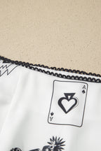 White Western Print Satin Long Skirt