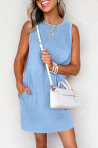 Sea Green Mineral Wash Tank Mini Dress with Pockets