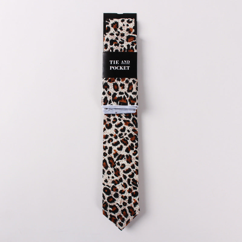 Necktie Suit Printed Cotton Necktie Pocket Towel Trendy Two Piece Set