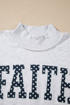 Light Grey High Neck Polka Dot Slogan Printed Baggy Sweatshirt
