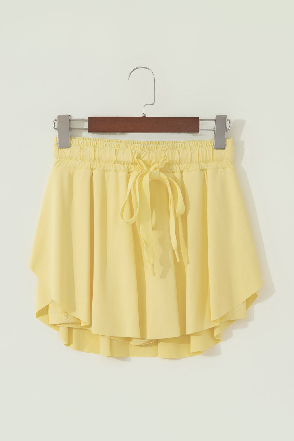 Beige Drawstring Elastic Waistband Lined Tennis Skorts