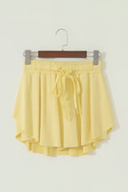 Beige Drawstring Elastic Waistband Lined Tennis Skorts