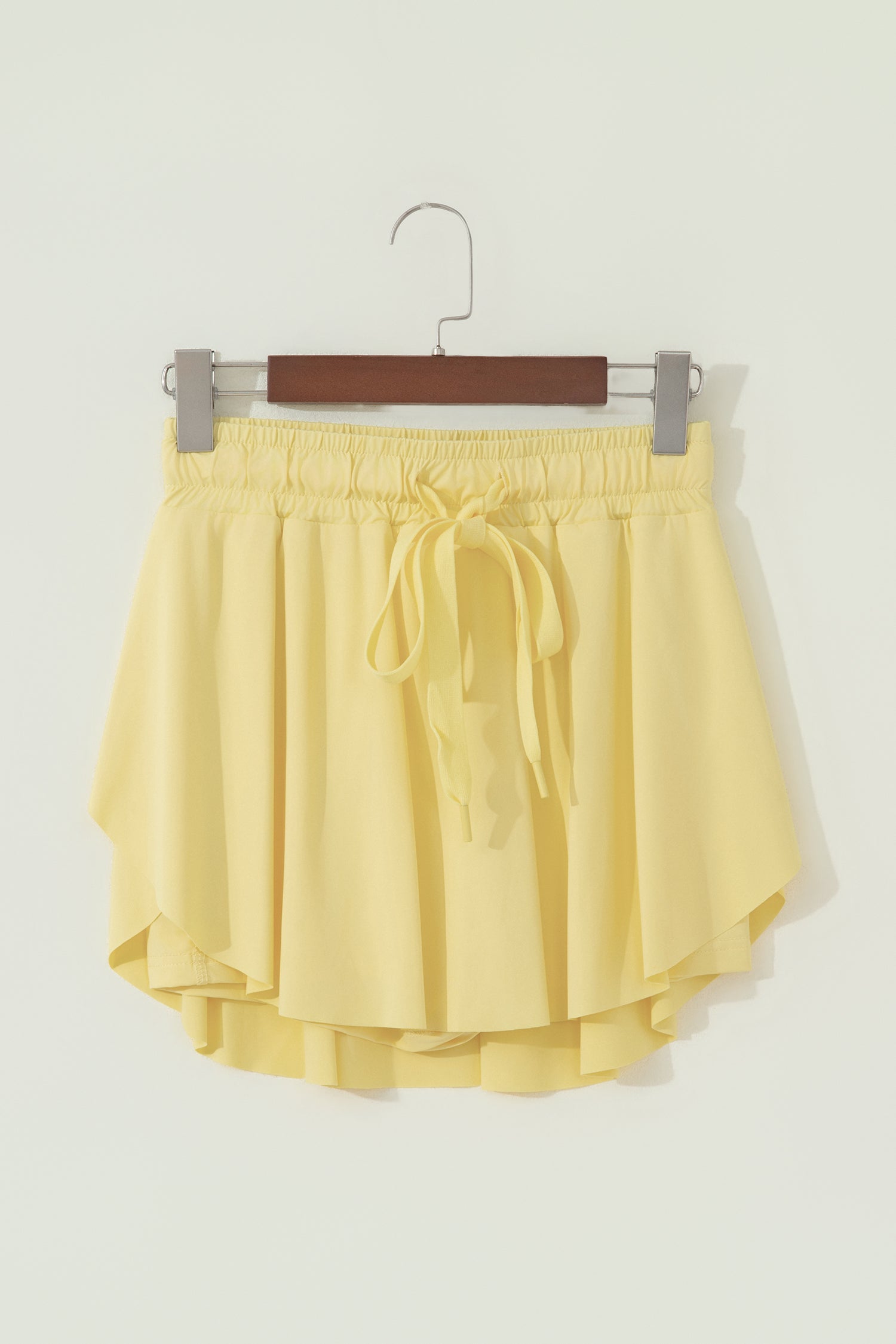 Beige Drawstring Elastic Waistband Lined Tennis Skorts